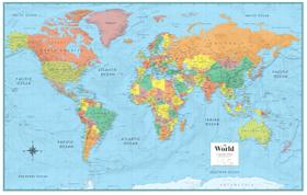 Pôster do mapa mundial Swiftmaps RMC Large 81x127cm laminado