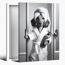 Pôster em tela de arte de parede Funny Dachshund Bathroom 20x30cm