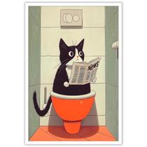 Pôster em tela Funny Bathroom Black Cat Wall Art 40x60cm