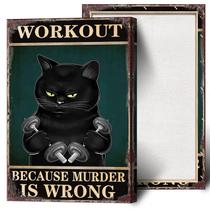Pôster em tela Funny Black Cat Workout Gym Cat Dumbbel 40x60cm
