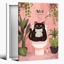 Pôster Funny Black Cat Bathroom Wall Art 20x30cm emoldurado