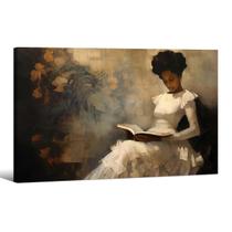 Pôster Garota negra lendo retrato feminino africano 40x60cm Pôster Garota negra lendo retrato feminino africano 40x60cm