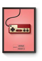 Poster Moldurado Game Retrô Controle Famicon Quadro