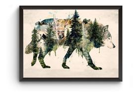 Poster Moldurado Lobo Surreal Quadro