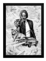 Poster Moldurado Quadro John Wick Carro Dog Arte