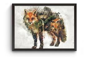 Poster Moldurado Raposa Surreal Quadro