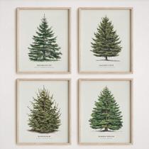 Pôster NOCT METEOR Vintage Christmas Pine Tree 20x25cm 4 unidades