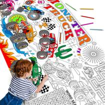 Pôster para colorir Naozinebi Monster Trucks para crianças 80x180cm