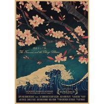 Pôster pintando o vintage japonês O tsunami e a flor de cerejeira Pôster pintando o vintage japonês O tsunami e a flor de cerejeira