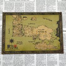 Pôster pintando um mapa das Crônicas de Gelo e Fogo 30x42cm Vintage