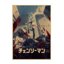 Pôster Pintura Chainsaw Man Vintage Anime 29,7x42cm