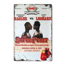 Pôster Tin Sign Marvin Hagler vs Sugar Ray Leonard Boxing