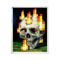 Pôster Vibrante De Caveira Com Chamas Em Pixel, Impressão Artística Em Tela Sem Moldura Para Pôster Vibrante De Caveira Com Chamas Em Pixel, Impressão Artística Em Tela Sem Moldura Para