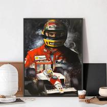 Pôster Vintage De Piloto F1 Ayrton Senna Sem Moldura Em Tela Para Decoração De Casa, Clube, Bar,