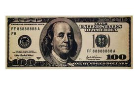 Pôster vintage em nota de dólar de 100 Benjamin Franklin 51x21cm