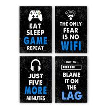 Poster Wall Art 4 Painels, videogame, fundo preto, 40x60cm