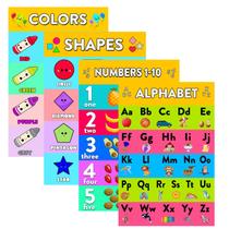 Pôsteres de aprendizagem Wiggly Toddlers, pacote com 4 números, cores, Sha