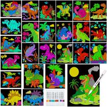 Pôsteres para colorir Zhanmai Back to School Dinosaur com canetas