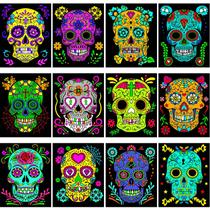 Pôsteres para colorir Zhanmai Sugar Skulls Halloween 48 unidades