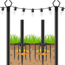 Postes de luz String Beizelte 3 em 1 de metal, 3 m, pacote com 2 Postes de luz String Beizelte 3 em 1 de metal, 3 m, pacote com 2