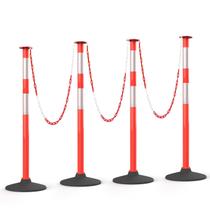 Postes delineadores de tráfego Higiant, pacote com 4, 86 cm, base e corrente