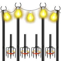 Postes para luzes de corda Cymuber, kit com 4 unidades, 3 m, metal, para área externa Postes para luzes de corda Cymuber, kit com 4 unidades, 3 m, metal, para área externa