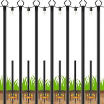 Postes para luzes de cordão AHRLHR, kit com 7 unidades, 3 m, metal, para área externa Postes para luzes de cordão AHRLHR, kit com 7 unidades, 3 m, metal, para área externa