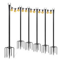 Postes para Luzes de Cordão Fussion, Kit com 6, Metal, para Área Externa, Ajustáveis