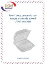 Pote 1 doce quadrado c/ tampa articulada - 300 unid - tortas, manjar, quindim, doces diversos (4601)