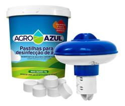 Pote 1 kg pastilha hidroazul e mini flutuador Pote 1 kg pastilha hidroazul e mini flutuador
