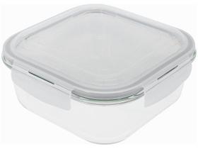 Pote 1,2l de Vidro com Tampa Transparente Quadrado Raso - Oikos BRANCO