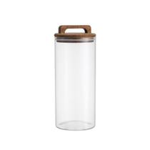 Pote 1300Ml De Vidro Com Tampa Acácia Com Alça Pote 1300Ml De Vidro Com Tampa Acácia Com Alça