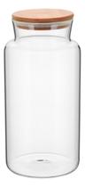 POTE 26x13x13cm 2,8L BOROSILICATO TRANSP COM TAMPA BAMBU
