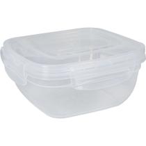 Pote 400ml P/ Marmita C/ 4 Travas Micro-ondas Geladeira Plástico Armazenamento Cozinha Quadrado Transparente - Rischioto