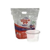 Pote 500ml com tampa transparente PP Ultra com 25 unidades - Ultra Descartáveis