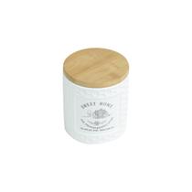 Pote 500ml de porcelana branca com tampa de madeira Sweet Home Bon Gourmet - 27446