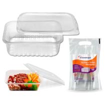 Pote 500Ml Descartável Retangular C/50 Marmita Freezer Micro