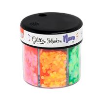 Pote 60g 6 Cores Glitter Shaker Neon Forma Hexágono