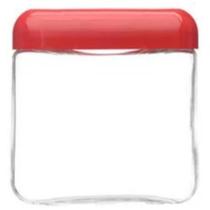 Pote 750ml Recipiente Vidro Quadrado Liso Invicta Vermelho