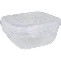 Pote 800ml C/ Tampa 4 Travas Quadrado Fliplock Marmita Transparente Comida Pote Cozinha Geladeira Micro-ondas - Rischioto