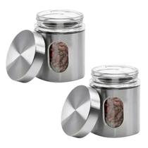 POTE AÇO INOX VISOR VIDRO VÍTREO 630ml MIMO STYLE KIT C/2un