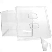 Pote Acrílico Cereais Quadrado com Tampa 3,3l+ Conchas 100ml Pote Acrílico Cereais Quadrado com Tampa 3,3l+ Conchas 100ml
