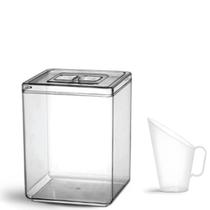 Pote Acrílico Quadrado Com Tampa - 10 Litros + Concha 100ml