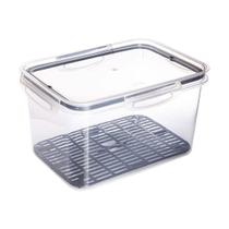 Pote Alimentos Mantimentos Comida Organizador Hermético com Trava e Escorredor 4L Transparente Preto