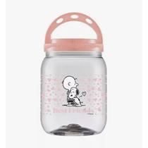 Pote Armazenamento Com Tampa e Alça Snoopy Best Friends Rosa 1.700ml