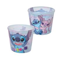 Pote Balde para pipoca de plástico 2,1L Stitch e Angel Plasútil