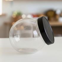 Pote Baleiro Cristal 1,45l Redondo Transparente com Tampa Preto Pote Baleiro Cristal 1,45l Redondo Transparente com Tampa Preto