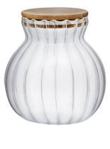 Pote Baleiro de Vidro Borosilicato Tampa Bambu Hermética P