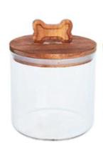 Pote Biscoito Pet c/ Tampa Madeira Puxador Osso 1200ml Pote Biscoito Pet c/ Tampa Madeira Puxador Osso 1200ml