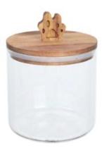 Pote Biscoito Pet c/ Tampa Madeira Puxador Patinha 1200ml Pote Biscoito Pet c/ Tampa Madeira Puxador Patinha 1200ml